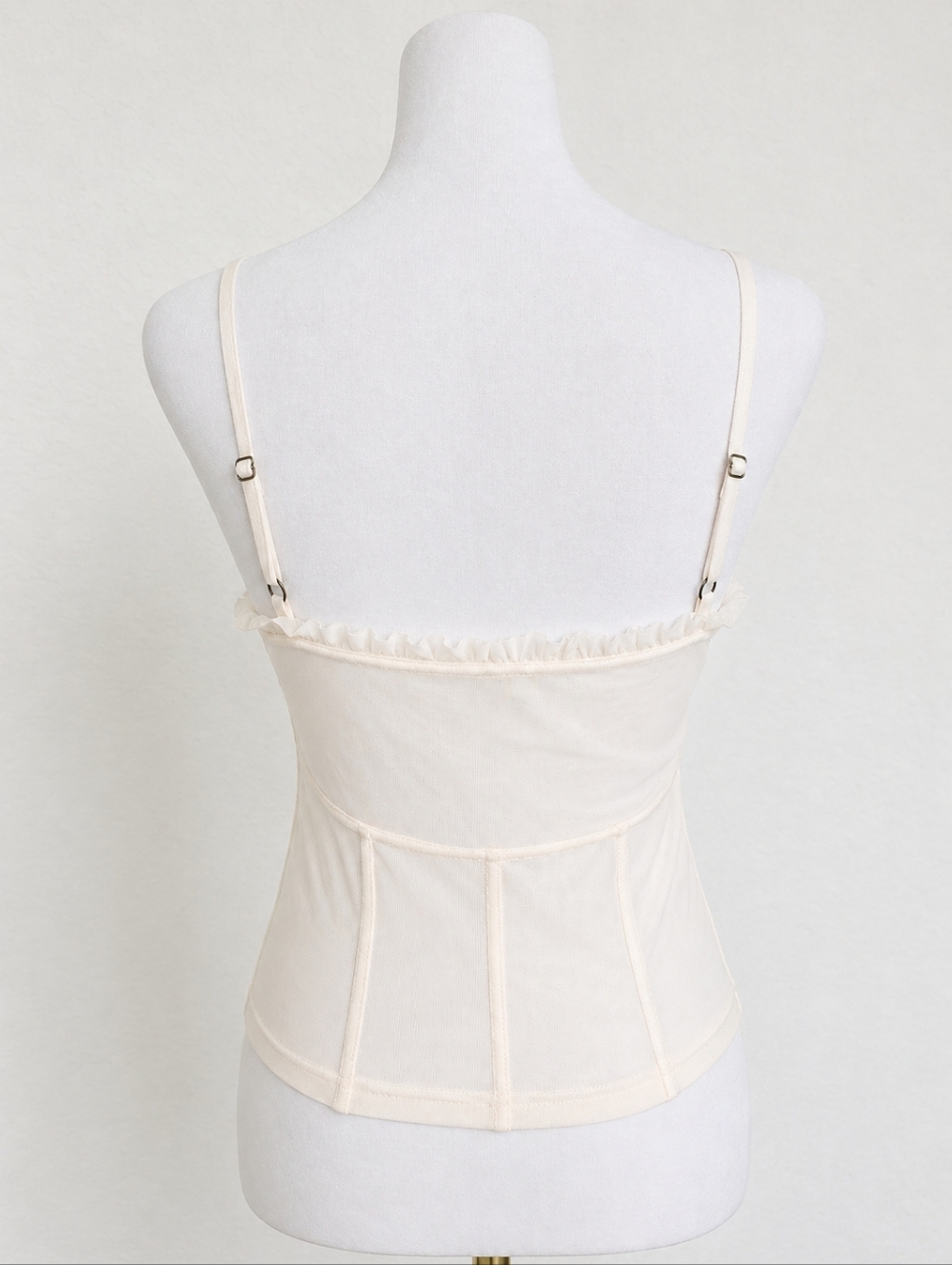 Pilcro Seamed Ruffle Tank Top – Cream Mesh Corset Camisole Romantic Boho M NWT - Picture 4 of 7